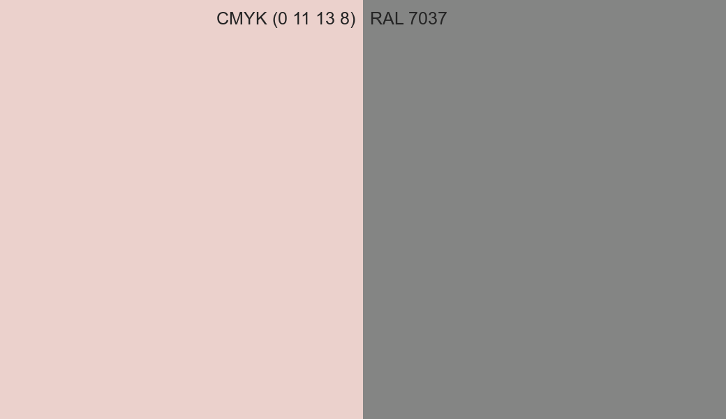 CMYK Color CMYK (0 11 13 8) vs RAL 7037 side by side comparison CMYK Color CMYK (0 11 13 8) vs RAL 7037 side by side comparison