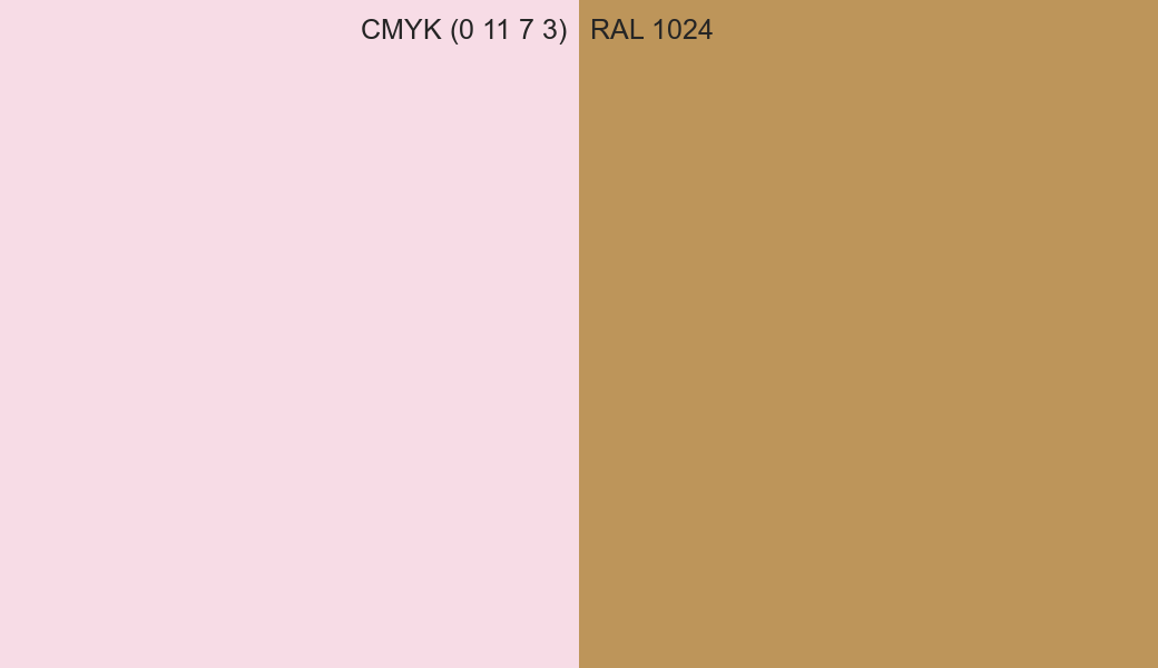 CMYK Color CMYK (0 11 7 3) vs RAL 1024 side by side comparison CMYK Color CMYK (0 11 7 3) vs RAL 1024 side by side comparison