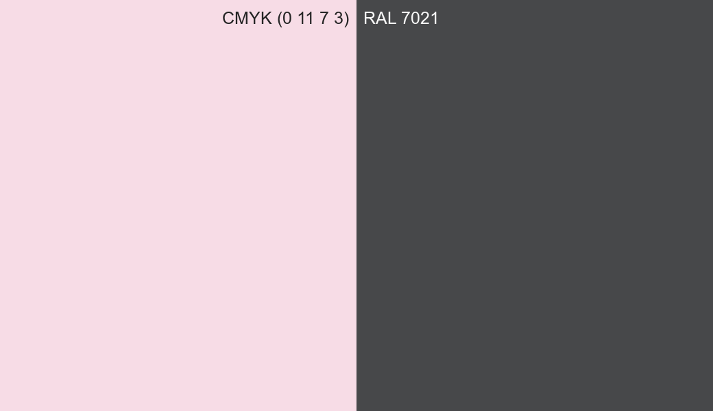CMYK Color CMYK (0 11 7 3) vs RAL 7021 side by side comparison CMYK Color CMYK (0 11 7 3) vs RAL 7021 side by side comparison