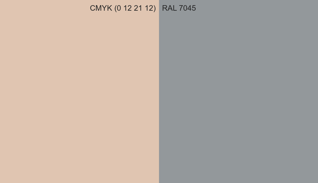 CMYK Color CMYK (0 12 21 12) vs RAL 7045 side by side comparison CMYK Color CMYK (0 12 21 12) vs RAL 7045 side by side comparison