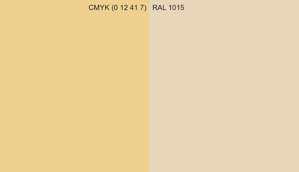 CMYK Color CMYK (0 12 41 7) vs RAL 1015 side by side comparison CMYK Color CMYK (0 12 41 7) vs RAL 1015 side by side comparison