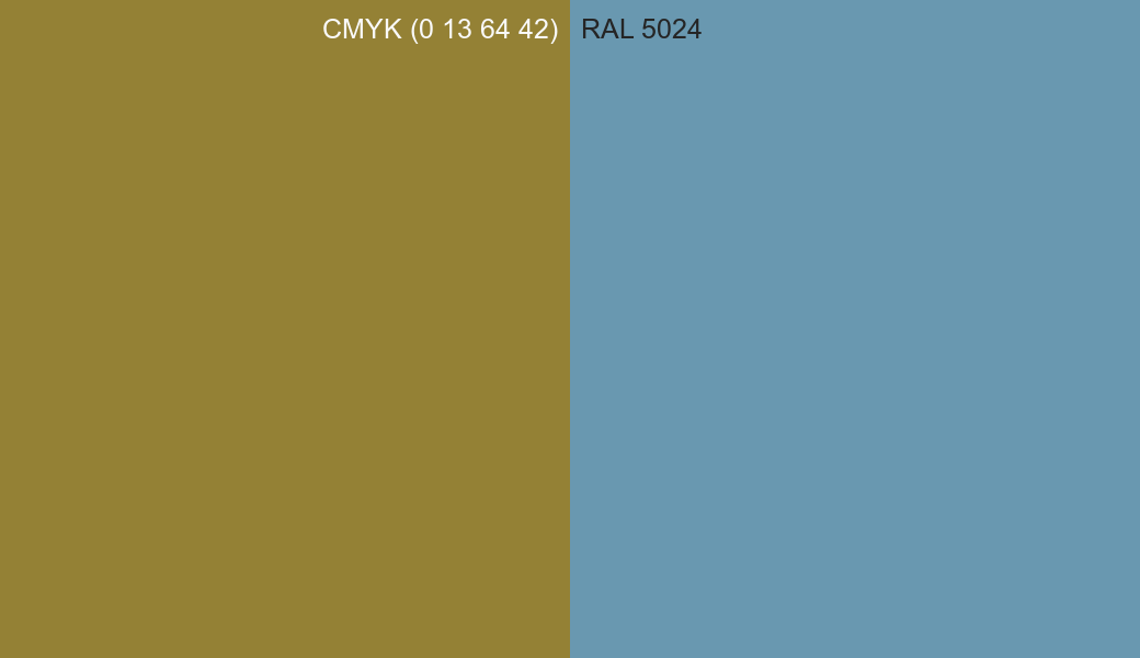 CMYK Color CMYK (0 13 64 42) vs RAL 5024 side by side comparison CMYK Color CMYK (0 13 64 42) vs RAL 5024 side by side comparison