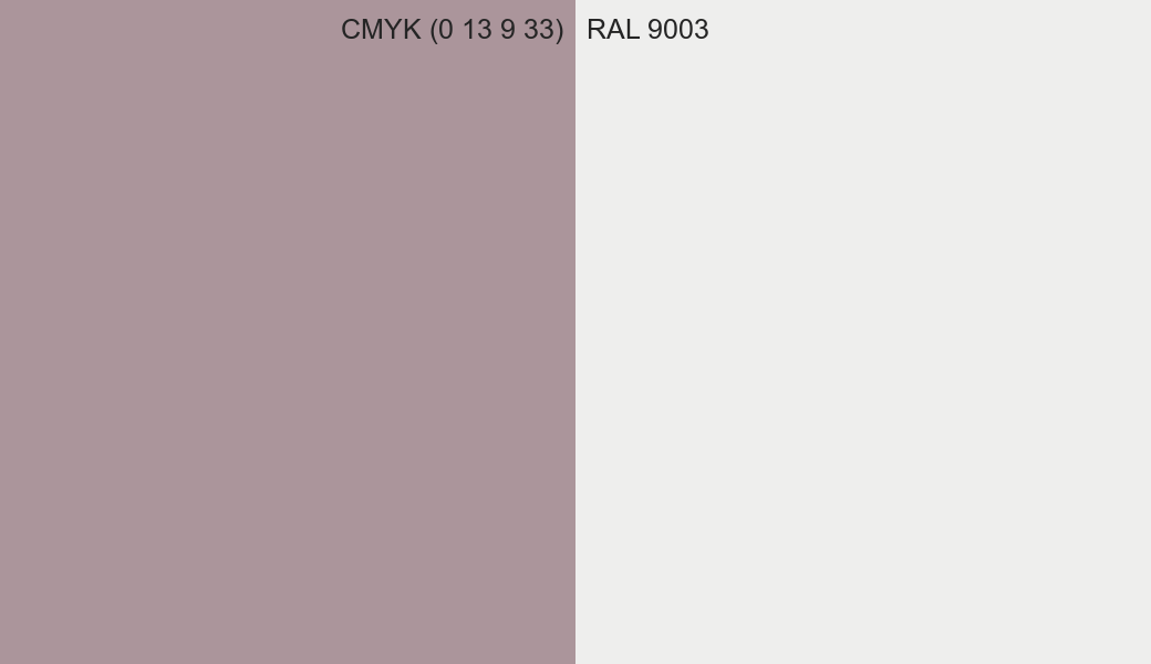 CMYK Color CMYK (0 13 9 33) vs RAL 9003 side by side comparison CMYK Color CMYK (0 13 9 33) vs RAL 9003 side by side comparison