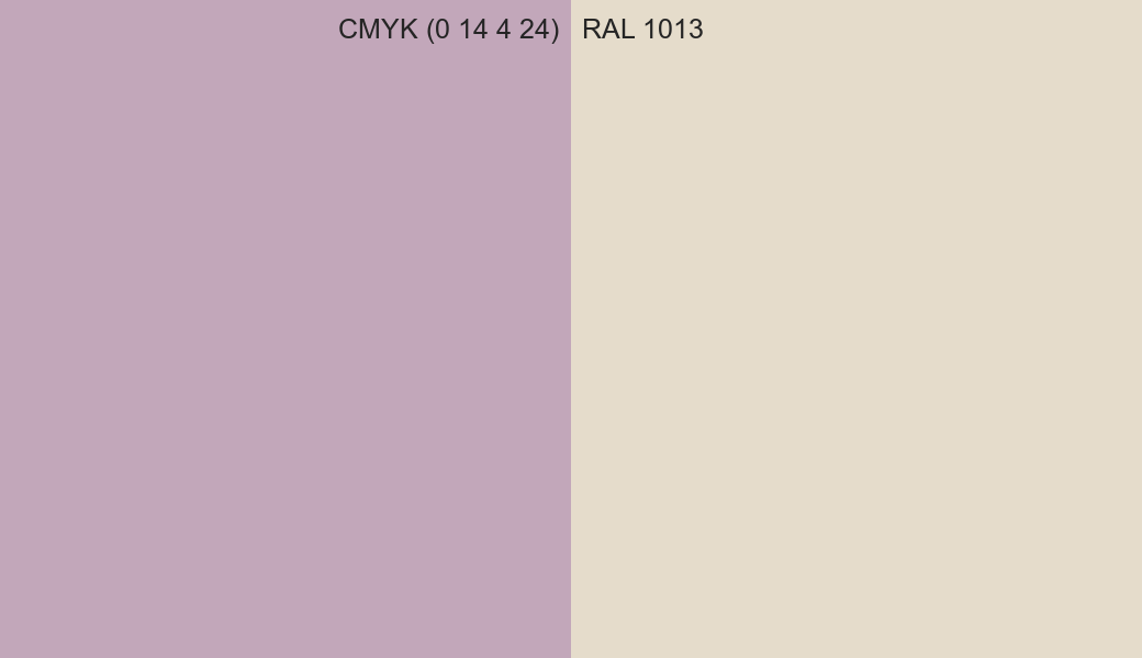 CMYK Color CMYK (0 14 4 24) vs RAL 1013 side by side comparison CMYK Color CMYK (0 14 4 24) vs RAL 1013 side by side comparison