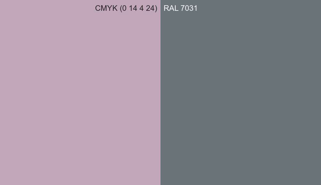 CMYK Color CMYK (0 14 4 24) vs RAL 7031 side by side comparison CMYK Color CMYK (0 14 4 24) vs RAL 7031 side by side comparison