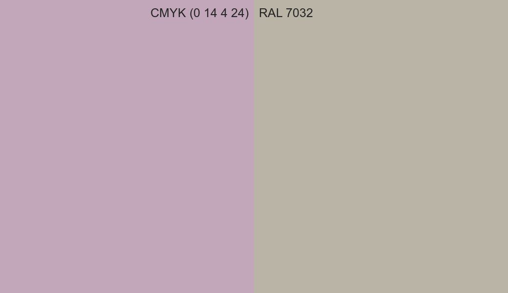 CMYK Color CMYK (0 14 4 24) vs RAL 7032 side by side comparison CMYK Color CMYK (0 14 4 24) vs RAL 7032 side by side comparison