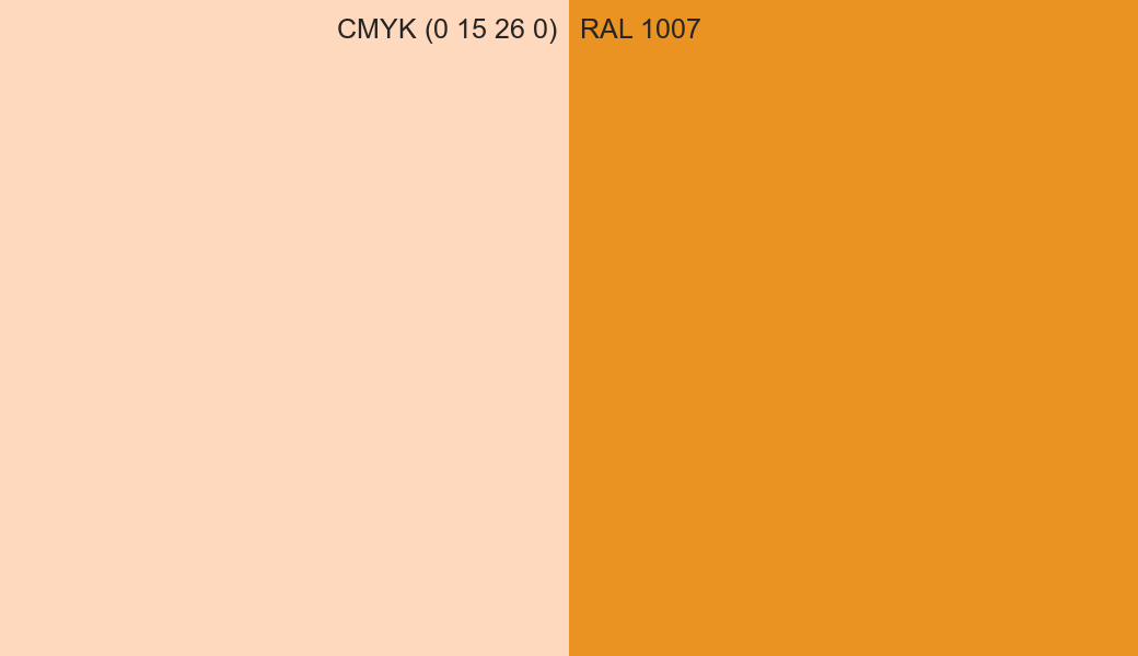 CMYK Color CMYK (0 15 26 0) vs RAL 1007 side by side comparison CMYK Color CMYK (0 15 26 0) vs RAL 1007 side by side comparison
