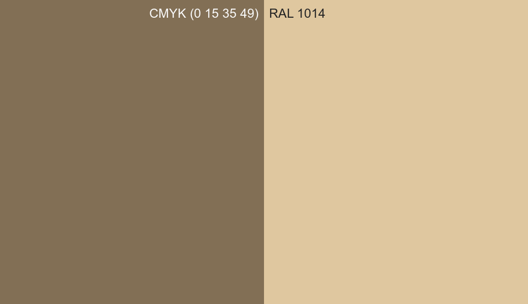 CMYK Color CMYK (0 15 35 49) vs RAL 1014 side by side comparison CMYK Color CMYK (0 15 35 49) vs RAL 1014 side by side comparison