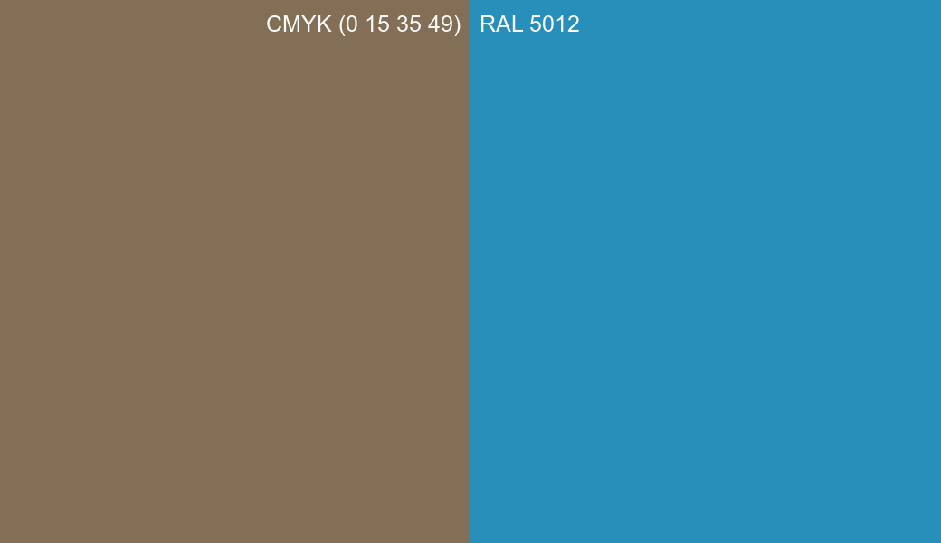 CMYK Color CMYK (0 15 35 49) vs RAL 5012 side by side comparison CMYK Color CMYK (0 15 35 49) vs RAL 5012 side by side comparison