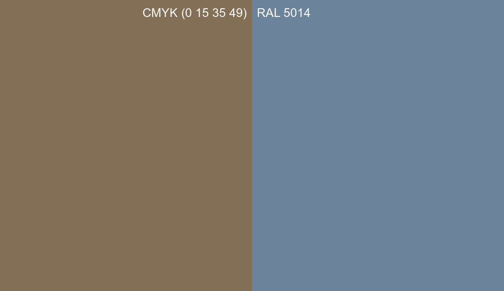 CMYK Color CMYK (0 15 35 49) vs RAL 5014 side by side comparison CMYK Color CMYK (0 15 35 49) vs RAL 5014 side by side comparison