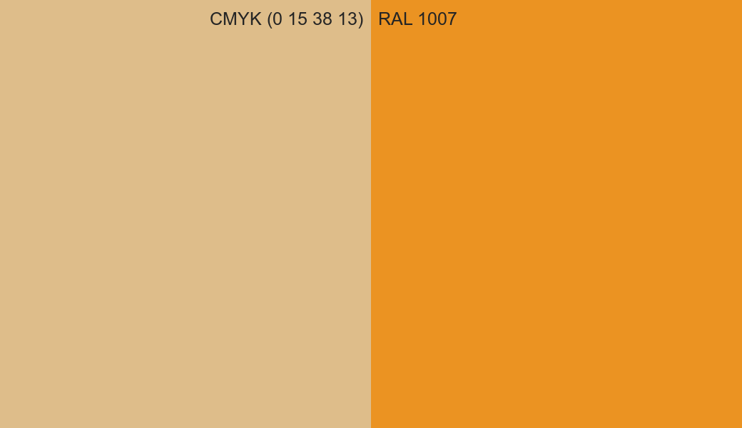 CMYK Color CMYK (0 15 38 13) vs RAL 1007 side by side comparison CMYK Color CMYK (0 15 38 13) vs RAL 1007 side by side comparison