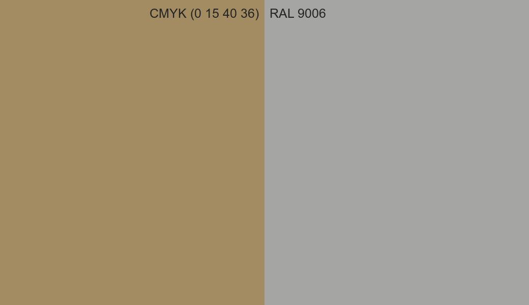 CMYK Color CMYK (0 15 40 36) vs RAL 9006 side by side comparison CMYK Color CMYK (0 15 40 36) vs RAL 9006 side by side comparison