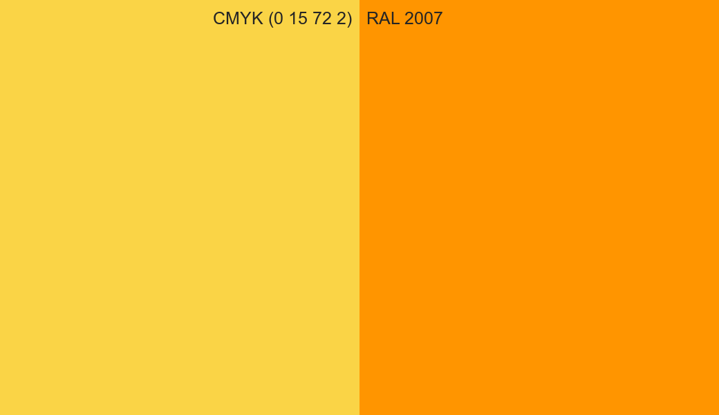 CMYK Color CMYK (0 15 72 2) vs RAL 2007 side by side comparison CMYK Color CMYK (0 15 72 2) vs RAL 2007 side by side comparison