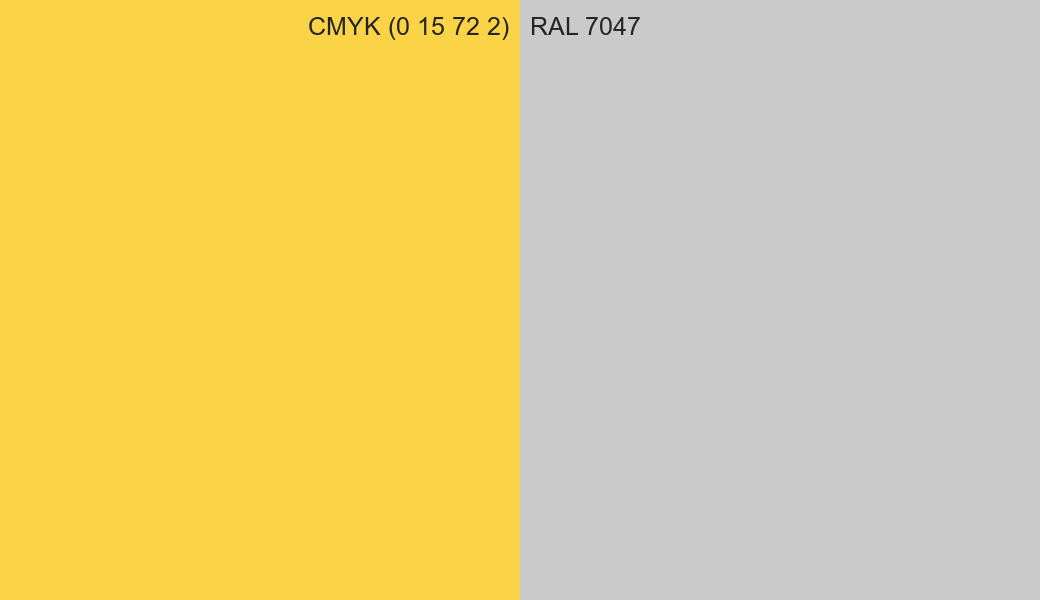 CMYK Color CMYK (0 15 72 2) vs RAL 7047 side by side comparison CMYK Color CMYK (0 15 72 2) vs RAL 7047 side by side comparison