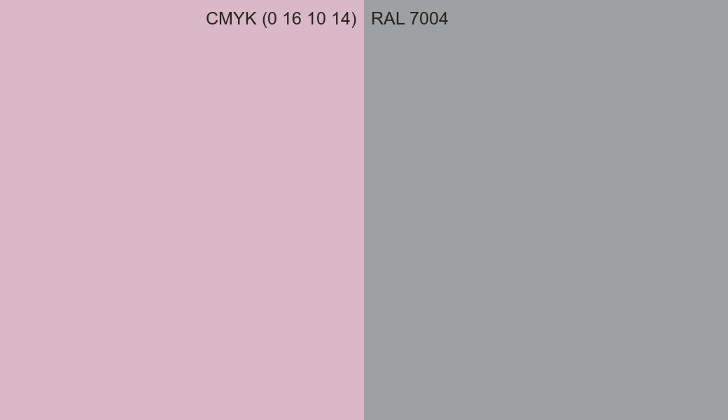 CMYK Color CMYK (0 16 10 14) vs RAL 7004 side by side comparison CMYK Color CMYK (0 16 10 14) vs RAL 7004 side by side comparison