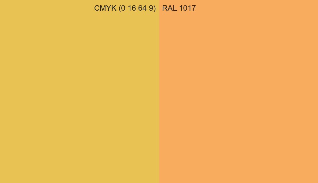CMYK Color CMYK (0 16 64 9) vs RAL 1017 side by side comparison CMYK Color CMYK (0 16 64 9) vs RAL 1017 side by side comparison