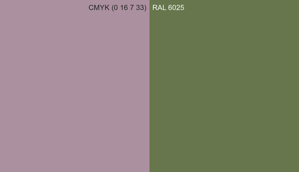 CMYK Color CMYK (0 16 7 33) vs RAL 6025 side by side comparison CMYK Color CMYK (0 16 7 33) vs RAL 6025 side by side comparison