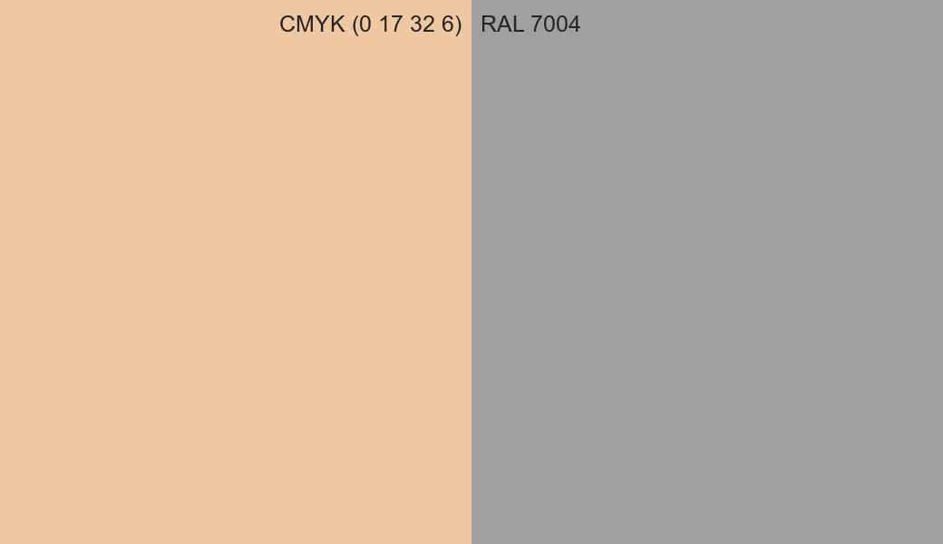 CMYK Color CMYK (0 17 32 6) vs RAL 7004 side by side comparison CMYK Color CMYK (0 17 32 6) vs RAL 7004 side by side comparison