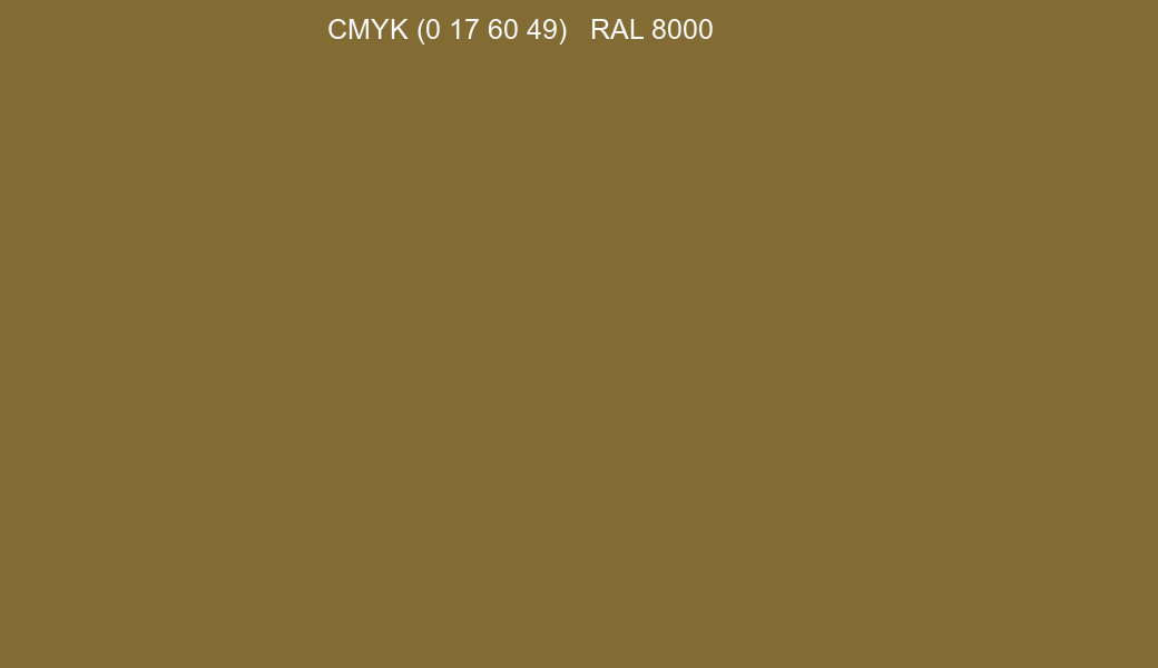 CMYK Color CMYK (0 17 60 49) vs RAL 8000 side by side comparison CMYK Color CMYK (0 17 60 49) vs RAL 8000 side by side comparison