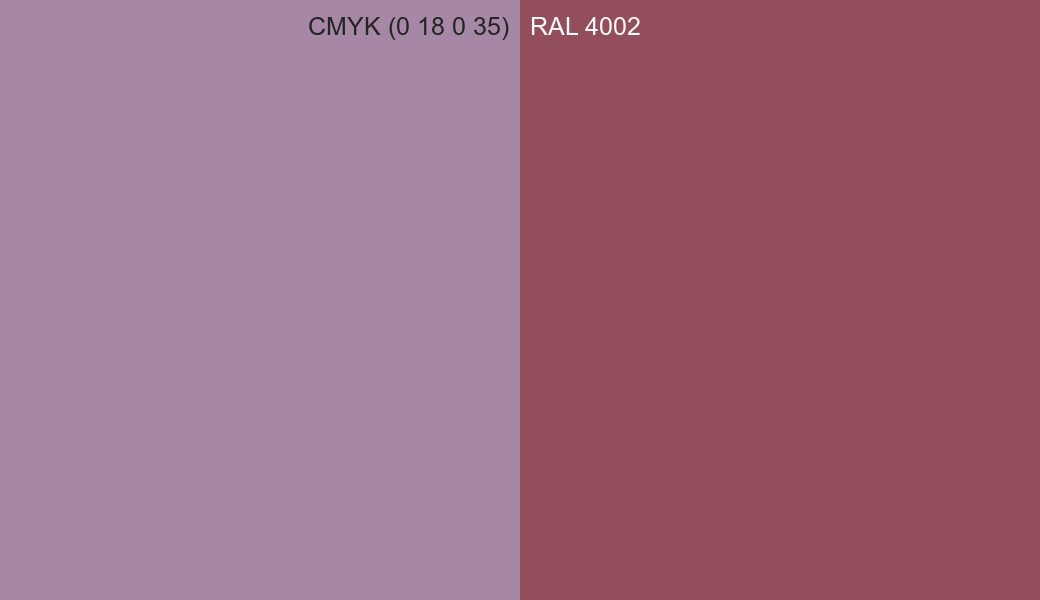 CMYK Color CMYK (0 18 0 35) vs RAL 4002 side by side comparison CMYK Color CMYK (0 18 0 35) vs RAL 4002 side by side comparison