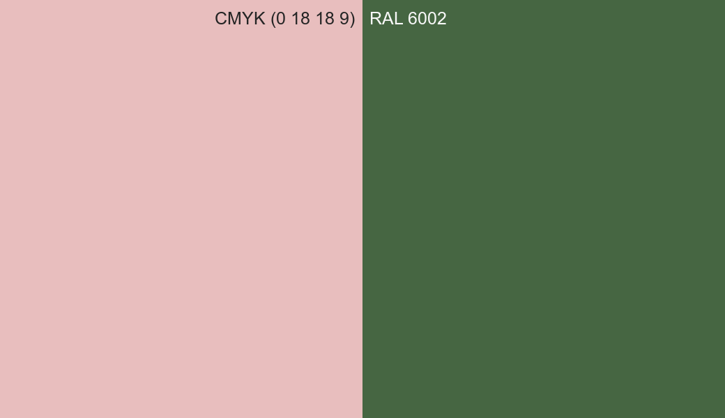 CMYK Color CMYK (0 18 18 9) vs RAL 6002 side by side comparison CMYK Color CMYK (0 18 18 9) vs RAL 6002 side by side comparison