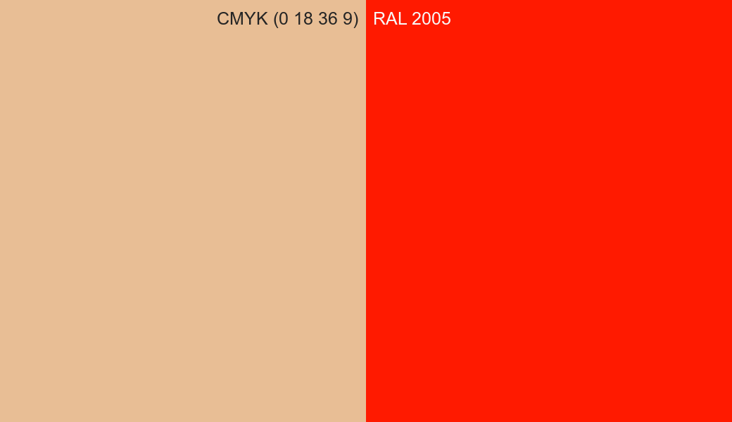CMYK Color CMYK (0 18 36 9) vs RAL 2005 side by side comparison CMYK Color CMYK (0 18 36 9) vs RAL 2005 side by side comparison