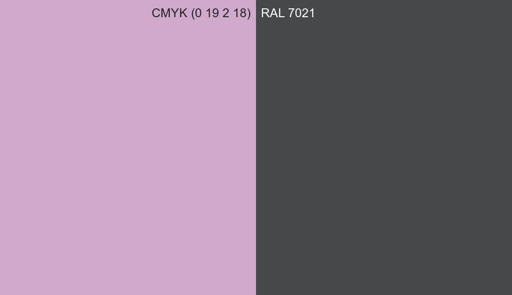 CMYK Color CMYK (0 19 2 18) vs RAL 7021 side by side comparison CMYK Color CMYK (0 19 2 18) vs RAL 7021 side by side comparison