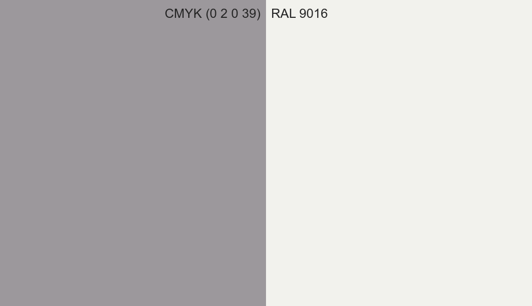 CMYK Color CMYK (0 2 0 39) vs RAL 9016 side by side comparison CMYK Color CMYK (0 2 0 39) vs RAL 9016 side by side comparison