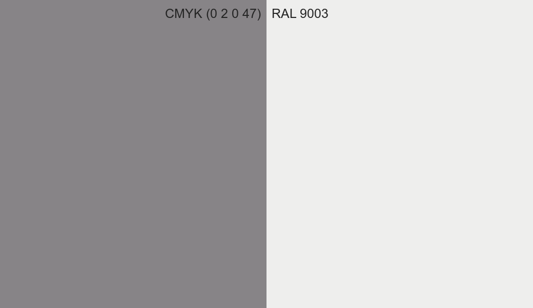 CMYK Color CMYK (0 2 0 47) vs RAL 9003 side by side comparison CMYK Color CMYK (0 2 0 47) vs RAL 9003 side by side comparison