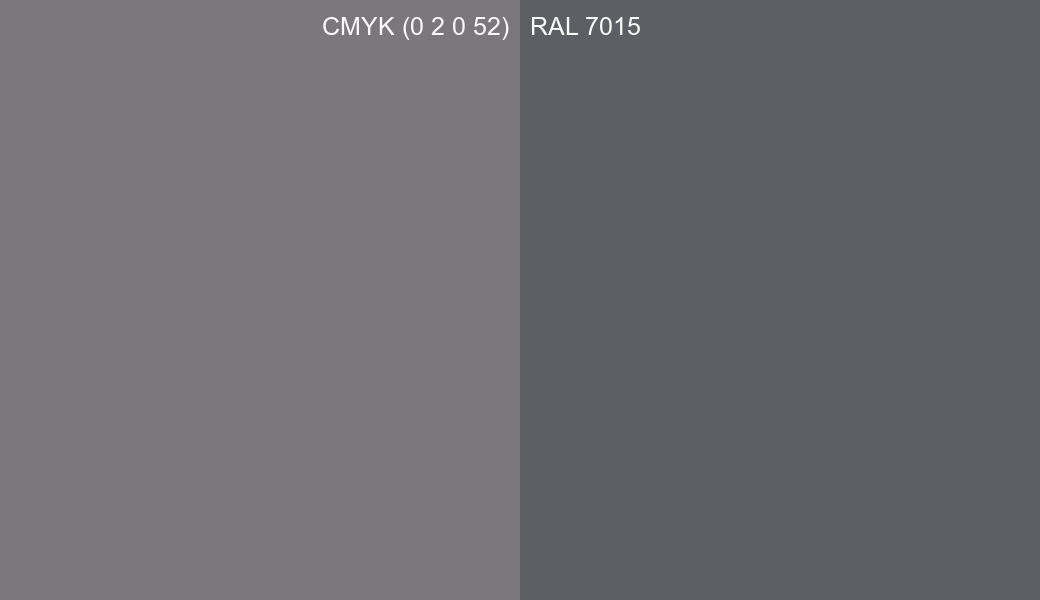 CMYK Color CMYK (0 2 0 52) vs RAL 7015 side by side comparison CMYK Color CMYK (0 2 0 52) vs RAL 7015 side by side comparison