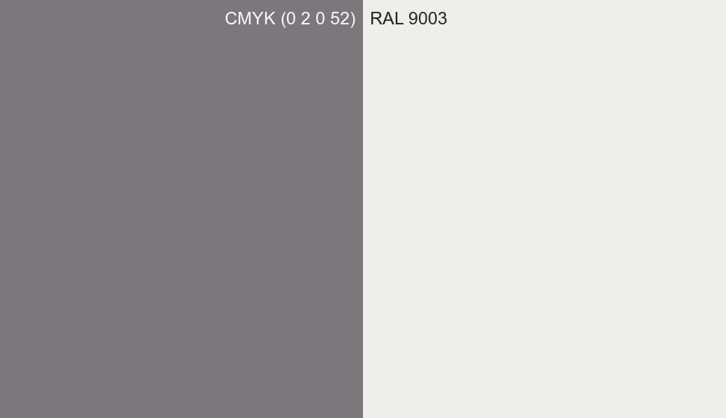 CMYK Color CMYK (0 2 0 52) vs RAL 9003 side by side comparison CMYK Color CMYK (0 2 0 52) vs RAL 9003 side by side comparison