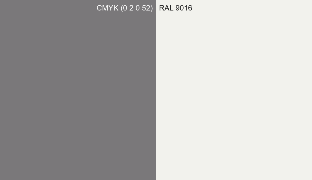 CMYK Color CMYK (0 2 0 52) vs RAL 9016 side by side comparison CMYK Color CMYK (0 2 0 52) vs RAL 9016 side by side comparison