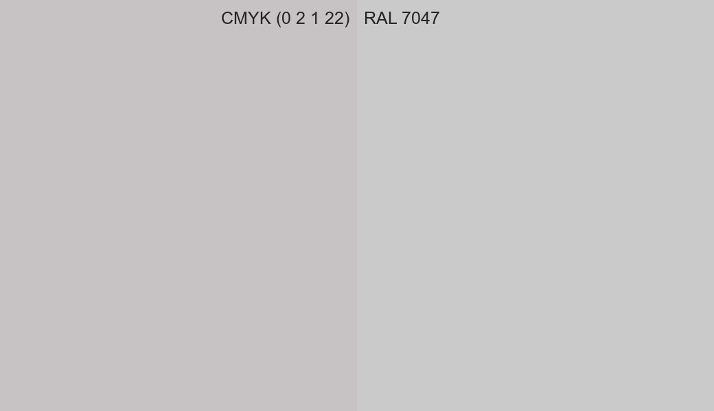 CMYK Color CMYK (0 2 1 22) vs RAL 7047 side by side comparison CMYK Color CMYK (0 2 1 22) vs RAL 7047 side by side comparison