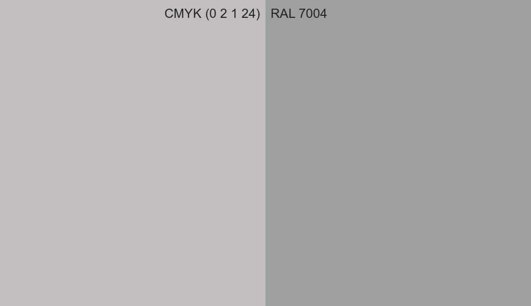 CMYK Color CMYK (0 2 1 24) vs RAL 7004 side by side comparison CMYK Color CMYK (0 2 1 24) vs RAL 7004 side by side comparison