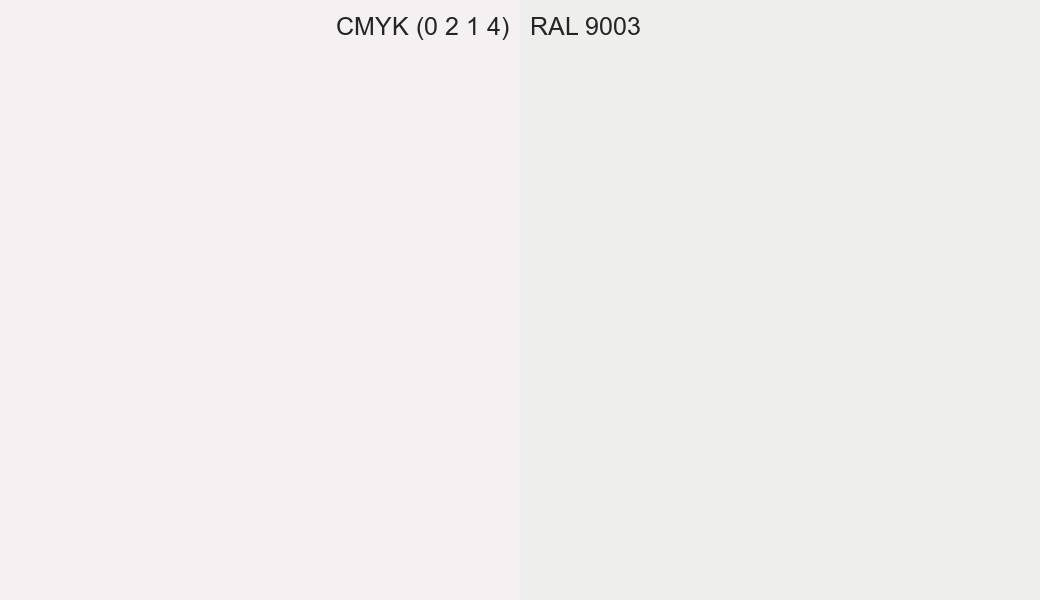 CMYK Color CMYK (0 2 1 4) vs RAL 9003 side by side comparison CMYK Color CMYK (0 2 1 4) vs RAL 9003 side by side comparison