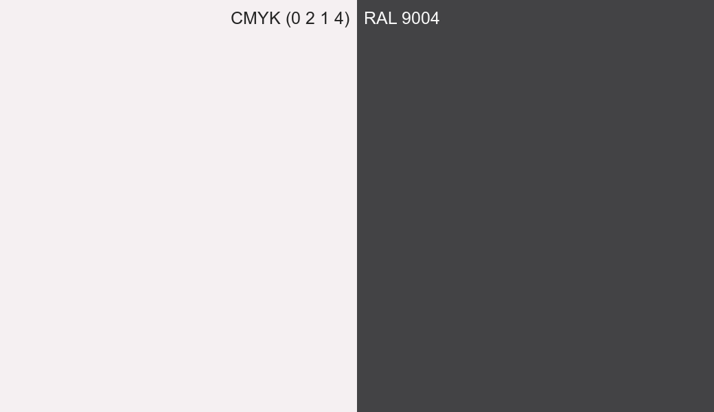 CMYK Color CMYK (0 2 1 4) vs RAL 9004 side by side comparison CMYK Color CMYK (0 2 1 4) vs RAL 9004 side by side comparison