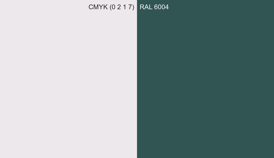 CMYK Color CMYK (0 2 1 7) vs RAL 6004 side by side comparison CMYK Color CMYK (0 2 1 7) vs RAL 6004 side by side comparison