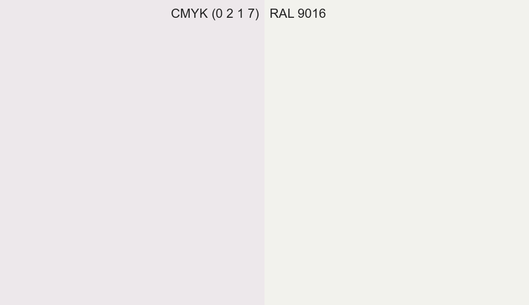 CMYK Color CMYK (0 2 1 7) vs RAL 9016 side by side comparison CMYK Color CMYK (0 2 1 7) vs RAL 9016 side by side comparison