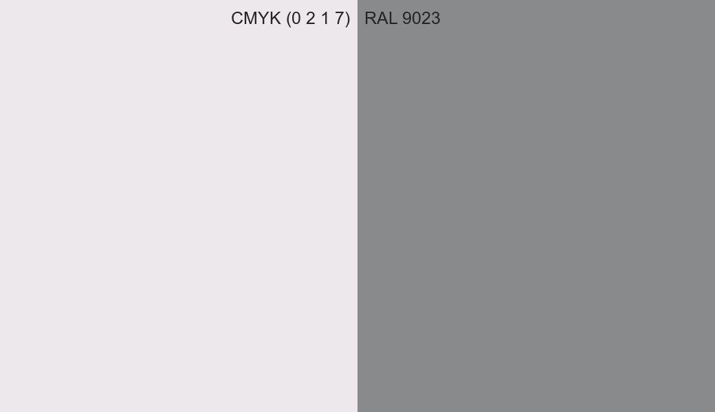 CMYK Color CMYK (0 2 1 7) vs RAL 9023 side by side comparison CMYK Color CMYK (0 2 1 7) vs RAL 9023 side by side comparison