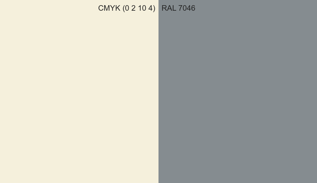 CMYK Color CMYK (0 2 10 4) vs RAL 7046 side by side comparison CMYK Color CMYK (0 2 10 4) vs RAL 7046 side by side comparison