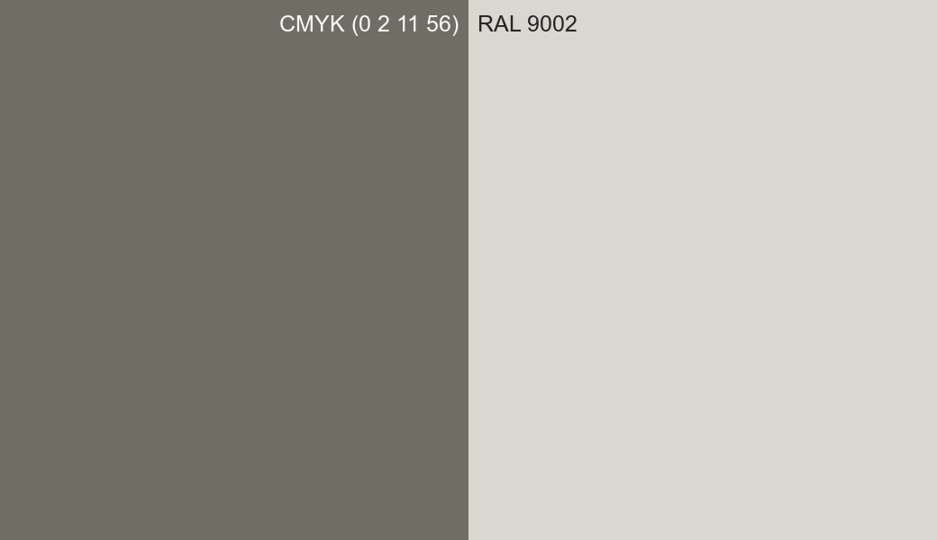 CMYK Color CMYK (0 2 11 56) vs RAL 9002 side by side comparison CMYK Color CMYK (0 2 11 56) vs RAL 9002 side by side comparison