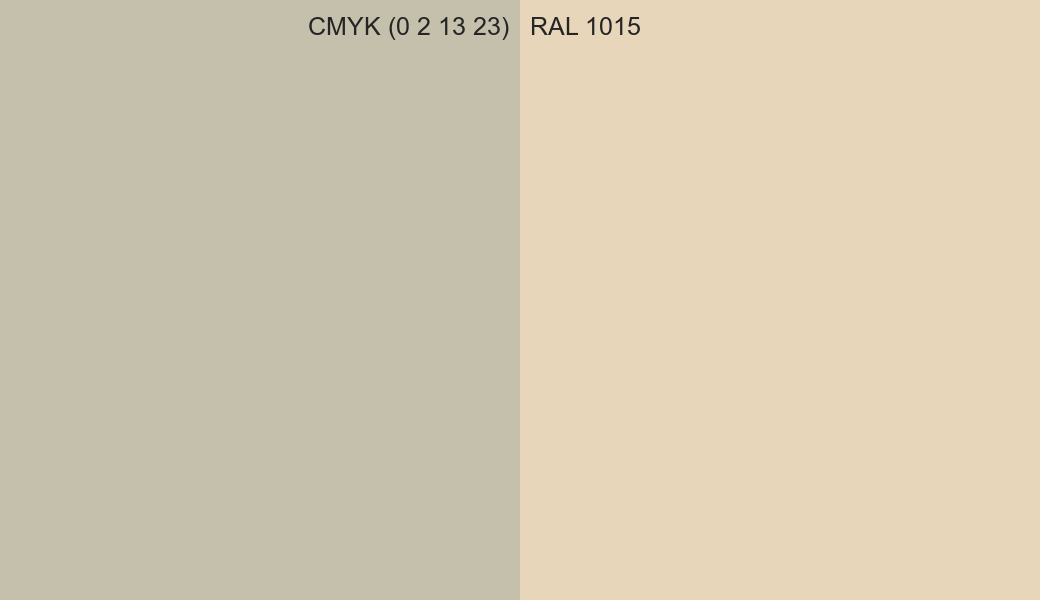 CMYK Color CMYK (0 2 13 23) vs RAL 1015 side by side comparison CMYK Color CMYK (0 2 13 23) vs RAL 1015 side by side comparison