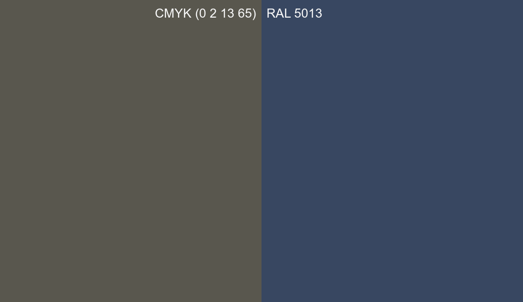 CMYK Color CMYK (0 2 13 65) vs RAL 5013 side by side comparison CMYK Color CMYK (0 2 13 65) vs RAL 5013 side by side comparison