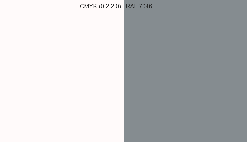 CMYK Color CMYK (0 2 2 0) vs RAL 7046 side by side comparison CMYK Color CMYK (0 2 2 0) vs RAL 7046 side by side comparison