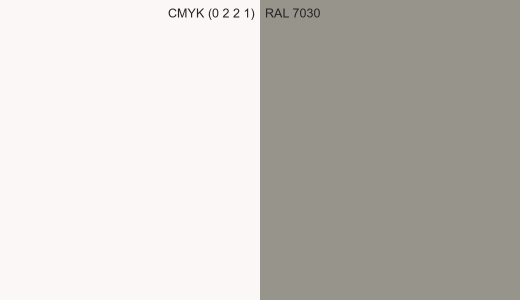 CMYK Color CMYK (0 2 2 1) vs RAL 7030 side by side comparison CMYK Color CMYK (0 2 2 1) vs RAL 7030 side by side comparison