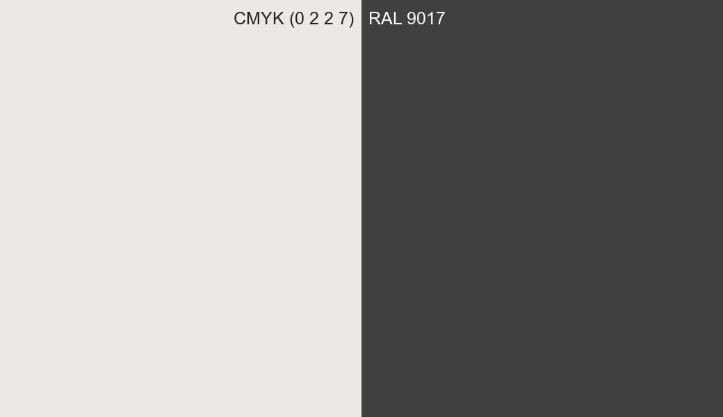 CMYK Color CMYK (0 2 2 7) vs RAL 9017 side by side comparison CMYK Color CMYK (0 2 2 7) vs RAL 9017 side by side comparison
