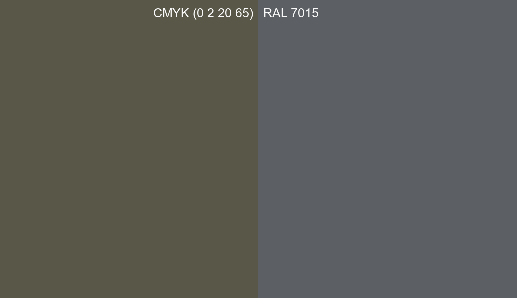 CMYK Color CMYK (0 2 20 65) vs RAL 7015 side by side comparison CMYK Color CMYK (0 2 20 65) vs RAL 7015 side by side comparison