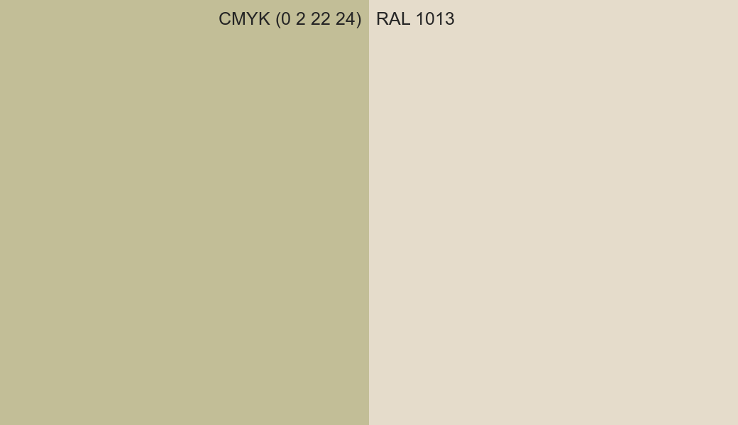 CMYK Color CMYK (0 2 22 24) vs RAL 1013 side by side comparison CMYK Color CMYK (0 2 22 24) vs RAL 1013 side by side comparison