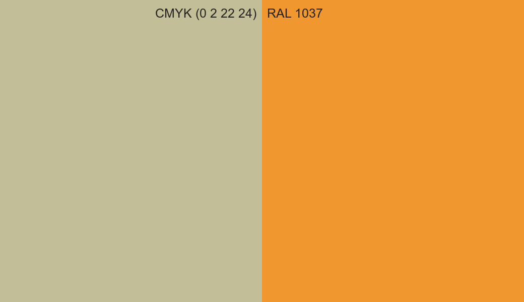 CMYK Color CMYK (0 2 22 24) vs RAL 1037 side by side comparison CMYK Color CMYK (0 2 22 24) vs RAL 1037 side by side comparison