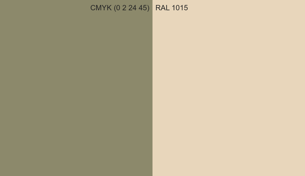 CMYK Color CMYK (0 2 24 45) vs RAL 1015 side by side comparison CMYK Color CMYK (0 2 24 45) vs RAL 1015 side by side comparison